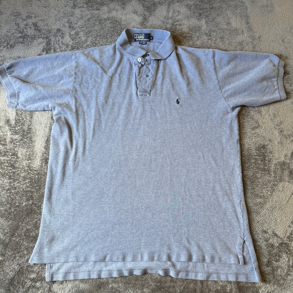 Polo Ralph Lauren Mens Blue Short Sleeve Cotton Pique Polo Shirt Size Large